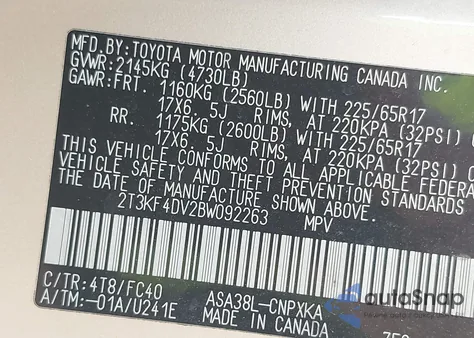 2011 Toyota Rav4 z USA, uszkodzony, nr VIN 2T3KF4DV2BW092263